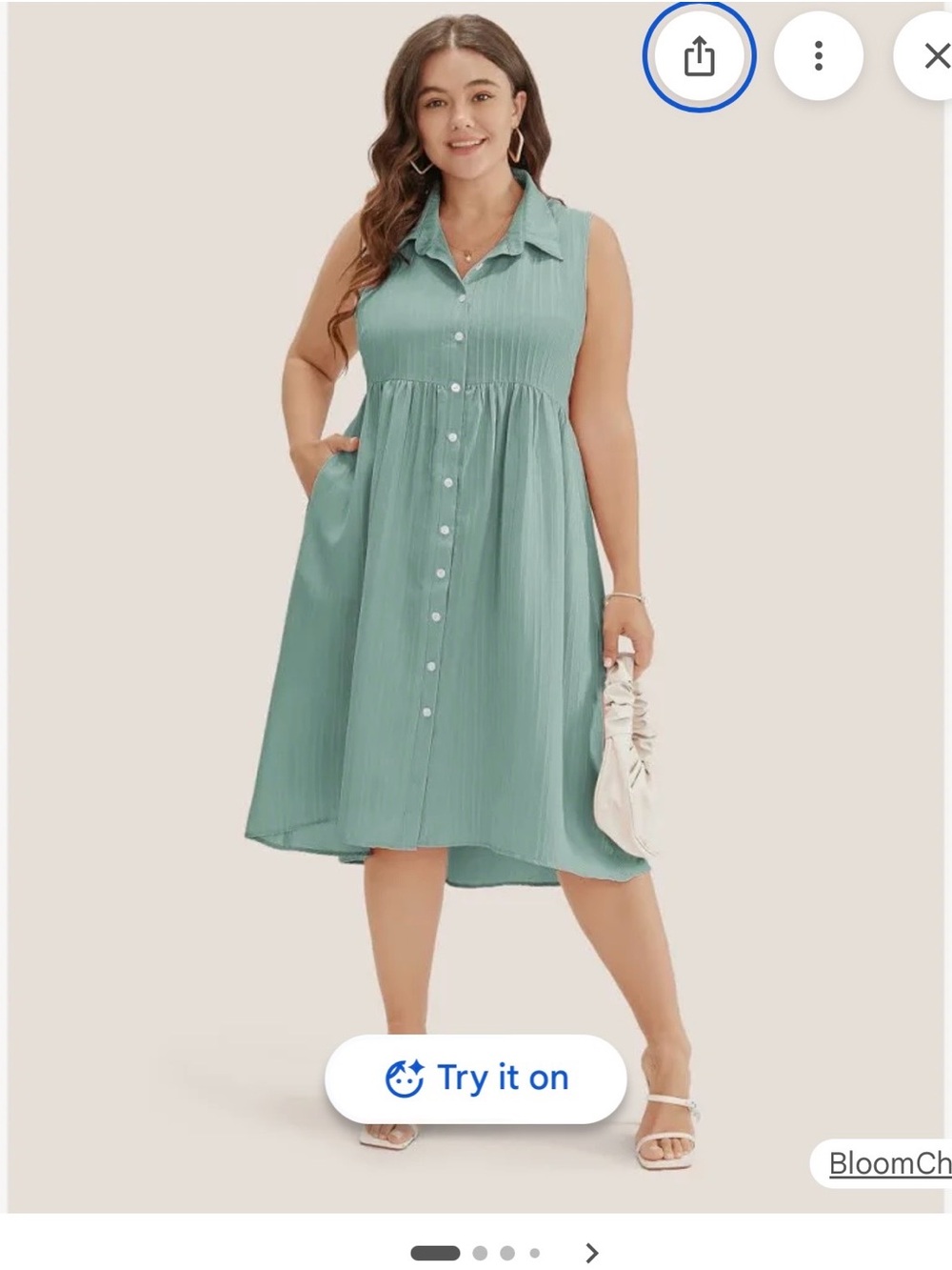 BloomChic Sleeveless Button-Front Midi Dress in Sage